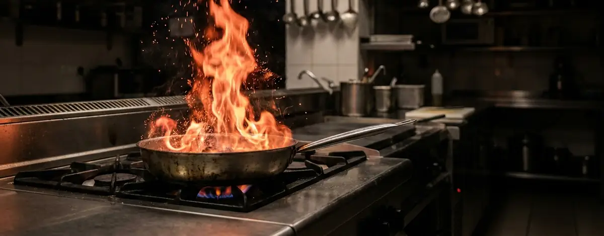 Flames in the La Vida kitchen